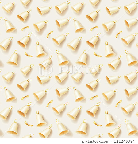 A seamless pattern featuring small, light-colored bells arranged uniformly on a plain background,seamless pattern background 121246384