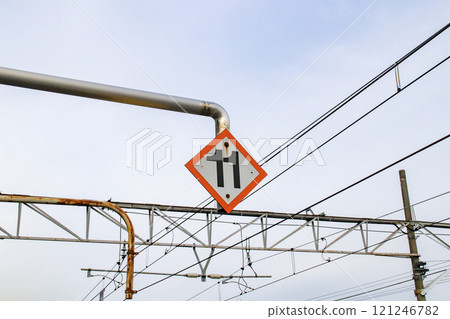 Railway sign (train stop position target) Railway sign (train stop position target) 121246782