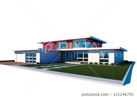3d render of a modern house on isolate transparency background, PNG  121246785