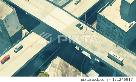 城市交叉口 | 高架道路與建築物的未來景觀 121246917