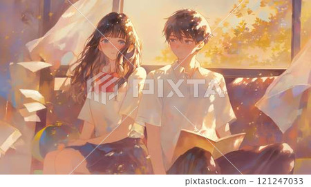 After school in the classroom | High school students in the sunset | A moment of youth and a faint love After school in the classroom | High school students in the sunset | A moment of youth and a faint love 121247033