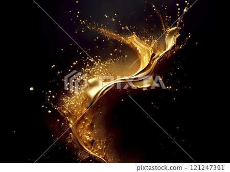 抽象背景與金色彩色粒子飛濺 121247391