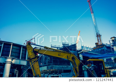 Tokyo redevelopment: Construction work underway around Shibuya Station Hachiko Exit 2024.11 a-3 Emphasis on warm and cool colors Tokyo redevelopment: Construction work underway around Shibuya Station Hachiko Exit 2024.11 a-3 Emphasis on warm and cool colors 121247441