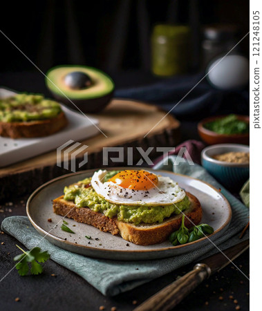 Avocado toast with egg Avocado toast with egg 121248105