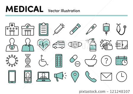 Medical icons and icon sets for medical websites 121248107