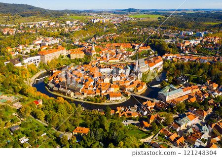 Aerial view of Cesky Krumlov Aerial view of Cesky Krumlov 121248304