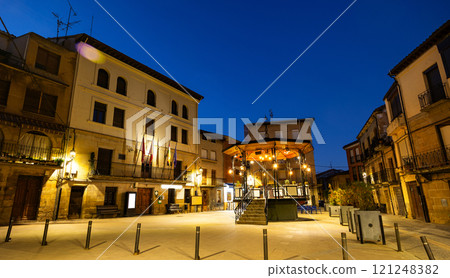 Late evening in central square of city Cenicero in province of La Rioja Late evening in central square of city Cenicero in province of La Rioja 121248382