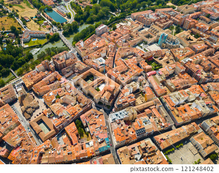 Panoramic view from the drone on the city Palencia. Spain Panoramic view from the drone on the city Palencia. Spain 121248402
