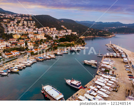 Flying over resort city Kas. Turkey 121248514