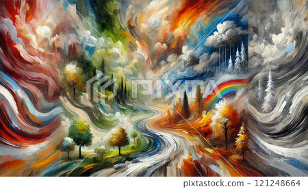 Seasonal scenery and flow of colors - Beautiful art woven by nature Seasonal scenery and flow of colors - Beautiful art woven by nature 121248664