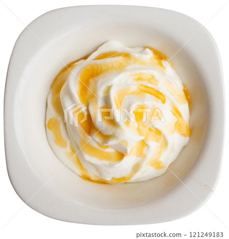 Yogurt foam with honey - sweet delicious dessert Yogurt foam with honey - sweet delicious dessert 121249183