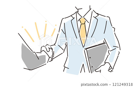 商務人士握手的簡單線條畫圖 121249318