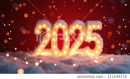 2025 happy new year background red 121249710