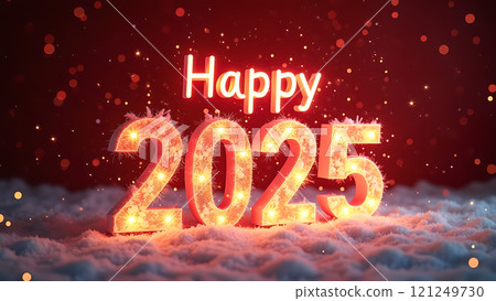 2025 happy new year background red 121249730