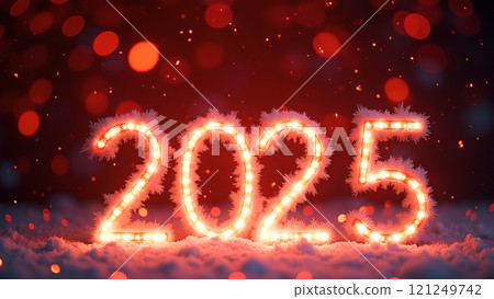 2025 happy new year background red 121249742