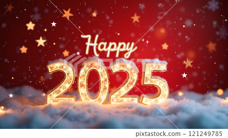 2025 happy new year background red 121249785