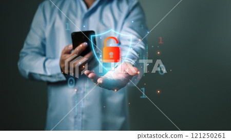 Cyber security, Network data protection, Cyberspace security Protection data, Database hacks, Safety online internet cyber crime. hacker attack, Identity theft and Hacking and stealing data. 121250261