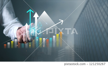 Digital economic analysis technology concept, Businessman analyst invest decisions making, Human showing digital finance business data graph showing technology of investment strategy. Digital economic analysis technology concept, Businessman analyst invest decisions making, Human showing digital finance business data graph showing technology of investment strategy. 121250267