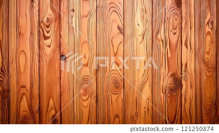 Wood grain background material Wood deck Wood grain Brown 16:9 size AI generated material 121250874