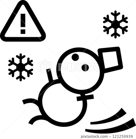 A deformed illustration of a snowman slipping and falling A deformed illustration of a snowman slipping and falling 121250939
