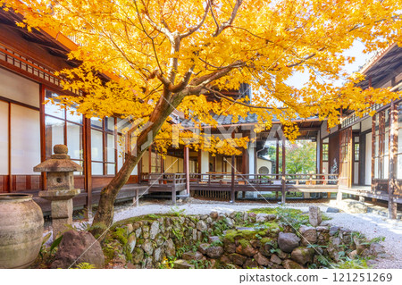 Autumn in Kyoto: Nishijin Koshoji Temple - Fall basin surrounded by autumn leaves 121251269