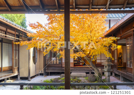 Autumn in Kyoto: Nishijin Koshoji Temple - Fall basin surrounded by autumn leaves 121251301