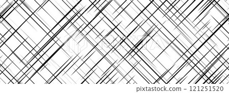 Black and white cross hatch seamless texture. Diagonal line repeating pattern surface. Rough sackcloth fabric background. Crosshatch linen canvas burlap overlay wallpaper. Vector textile backdrop 121251520