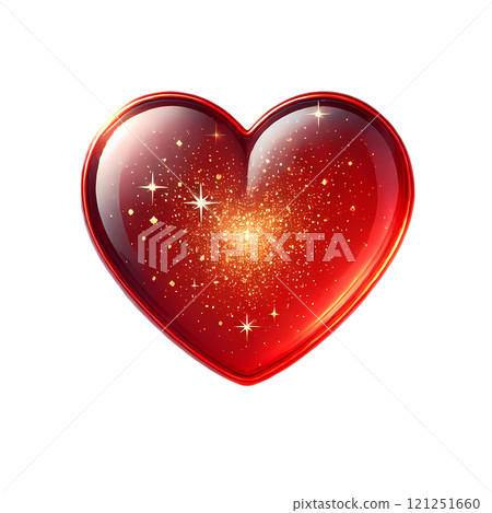 red heart with golden glitter texture 121251660