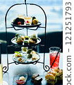 Tea time with stylish cake 121251793