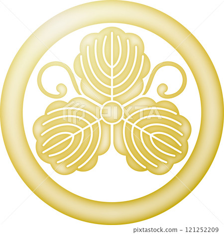 Family crest: Two vines and oak leaves in a circle [gold] 121252209