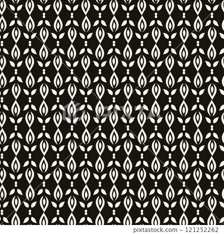 Simple minimalist geometric seamless pattern. Abstract monochrome minimal background with small floral shapes. Subtle repeat design for decor, print. Simple minimalist geometric seamless pattern. Abstract monochrome minimal background with small floral shapes. Subtle repeat design for decor, print. 121252262
