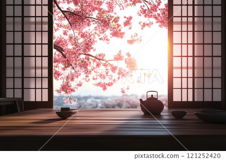 Cherry blossoms from the Japanese style room 121252420