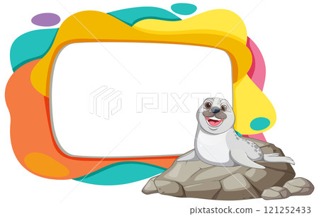 Playful Seal on Colorful Frame 121252433