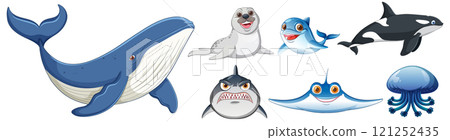 Ocean Friends: Marine Life Illustration Ocean Friends: Marine Life Illustration 121252435