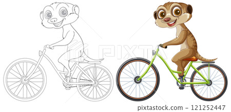 Meerkat Riding a Bicycle Illustration Meerkat Riding a Bicycle Illustration 121252447