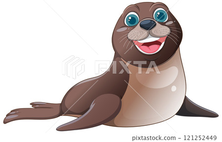 Happy Cartoon Sea Creature Illustration Happy Cartoon Sea Creature Illustration 121252449