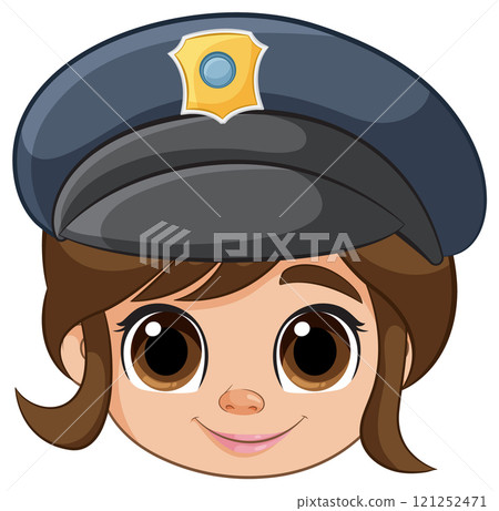 Smiling Girl in Police Hat Smiling Girl in Police Hat 121252471