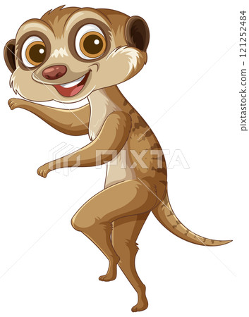 Cheerful Meerkat Cartoon Illustration 121252484