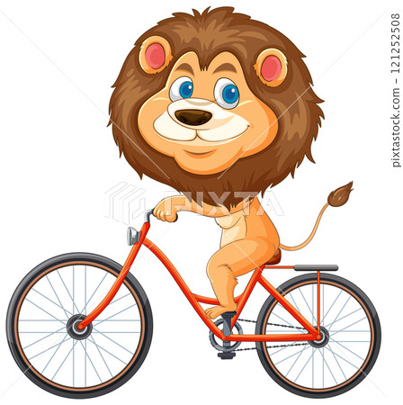 Lion Riding a Bicycle Illustration Lion Riding a Bicycle Illustration 121252508