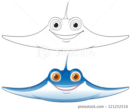 Smiling Cartoon Stingray Illustration 121252518