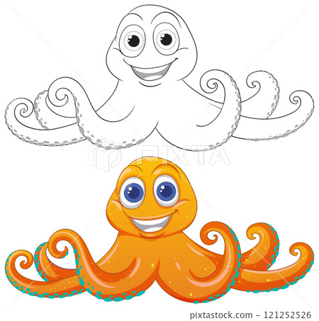 Cheerful Cartoon Octopus Illustration 121252526