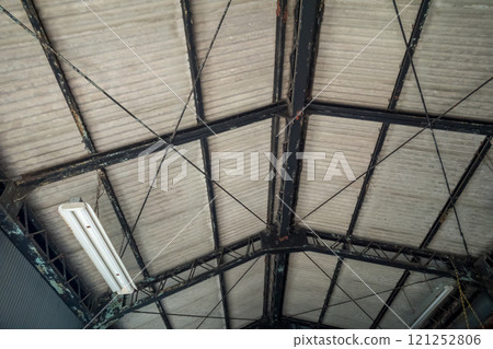 Figured glass in a Showa-era warehouse 121252806