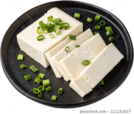 tofu cheese on black plate 121252837