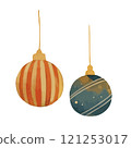 Watercolor illustration of Christmas ornaments 121253017