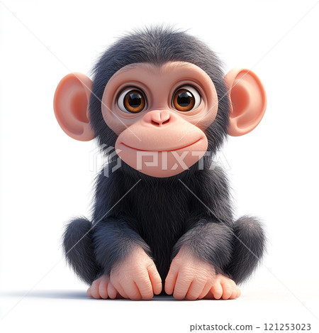Cute 3D chimpanzee character illustration 121253023