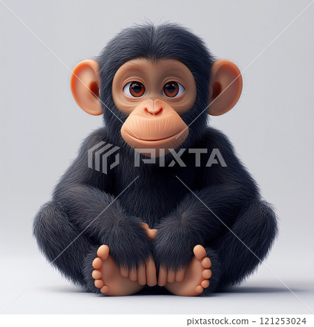Cute 3D chimpanzee character illustration 121253024