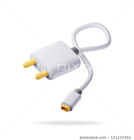 3d white USB charger isolated on white 121253302