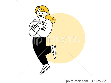 女上班族跳躍的框架 121253649