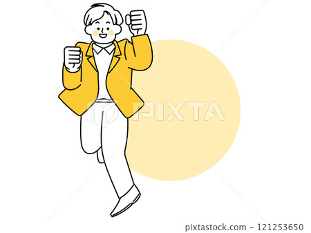 Frame of a male office worker jumping Frame of a male office worker jumping 121253650