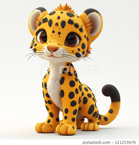 Cute jaguar 3D cartoon style character illustration 121253670